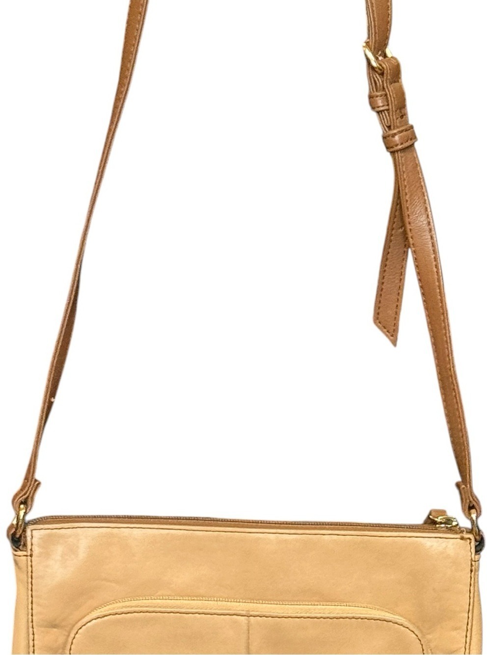 Tignanello Leather Crossbody Bag Tan Camel Gold Hardware Adjustable Strap - Picture 7 of 11